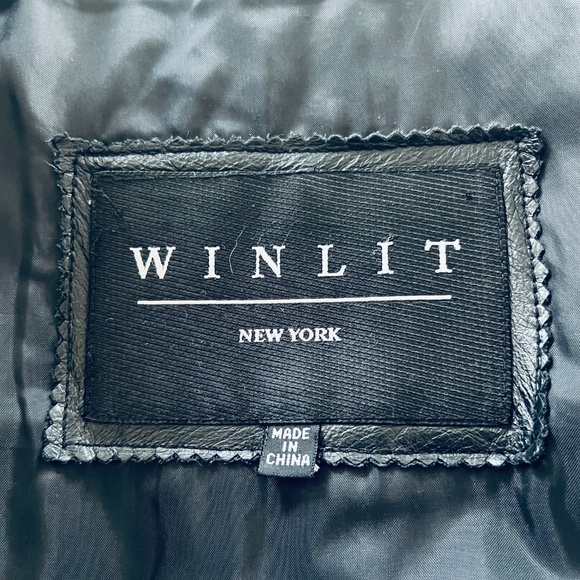 WINLIT New York Size Medium Black Leather Trench Coat Mob Wife Matrix 80s VGC - Picture 14 of 14